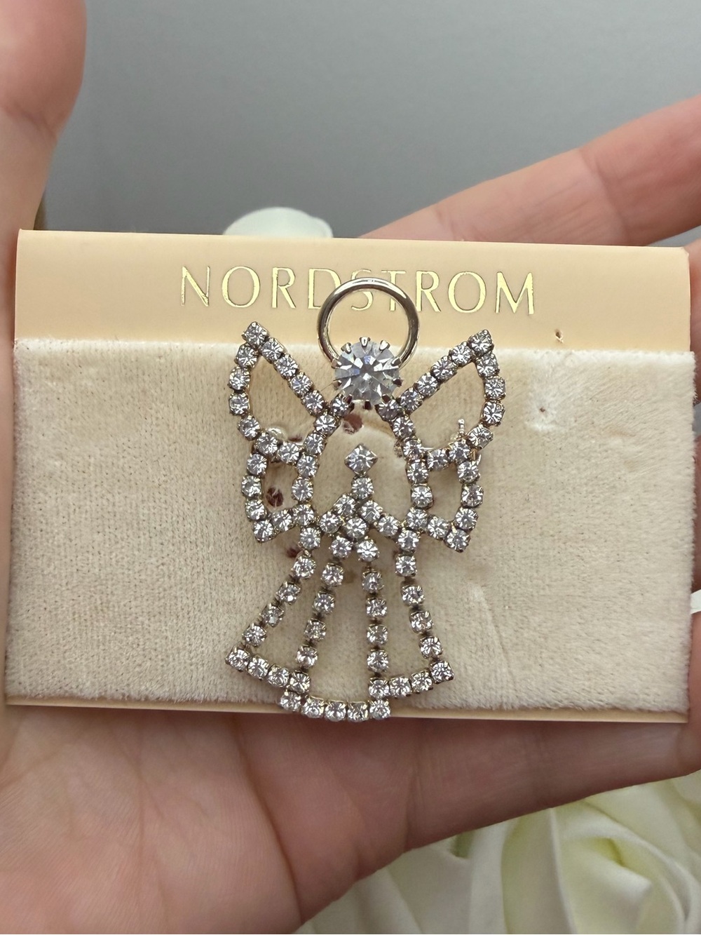 Nordstrom Silver Crystal Angel Brooch